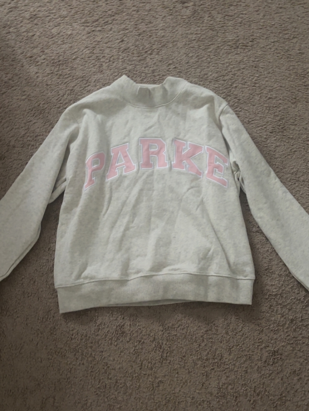 Parke Cream Crewneck Sweatshirt with Pink Lettering